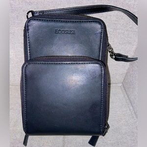Ecosusi Black Faux Leather Purse with removable belt wallet. NWOT.